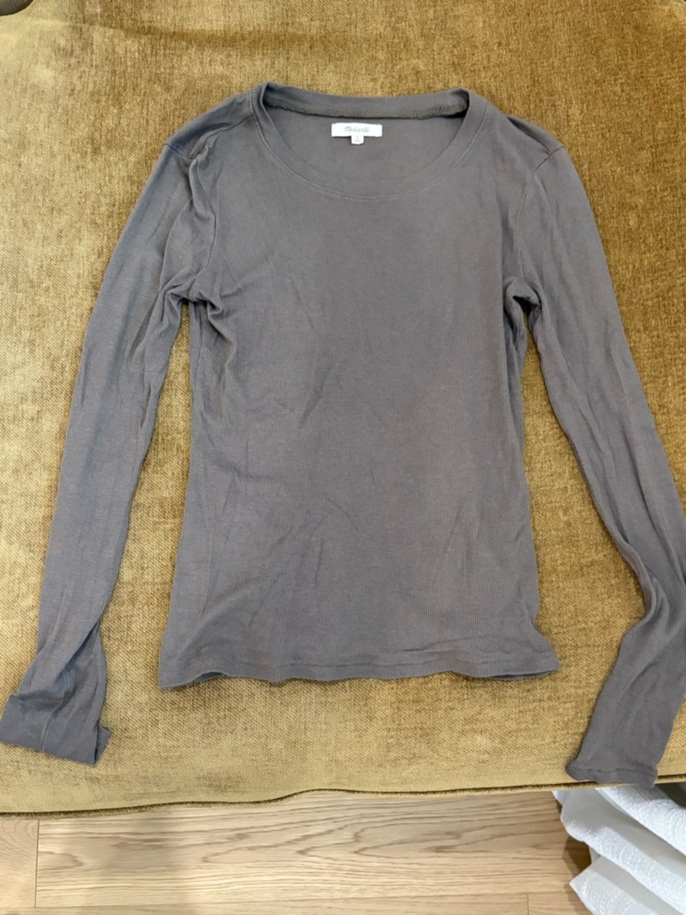 Madewell Slim Long-Sleeve Scoop Neck Top - Gray